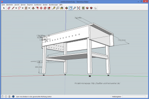 Werktisch im Eigenbau - Sketchup-Zeichnung