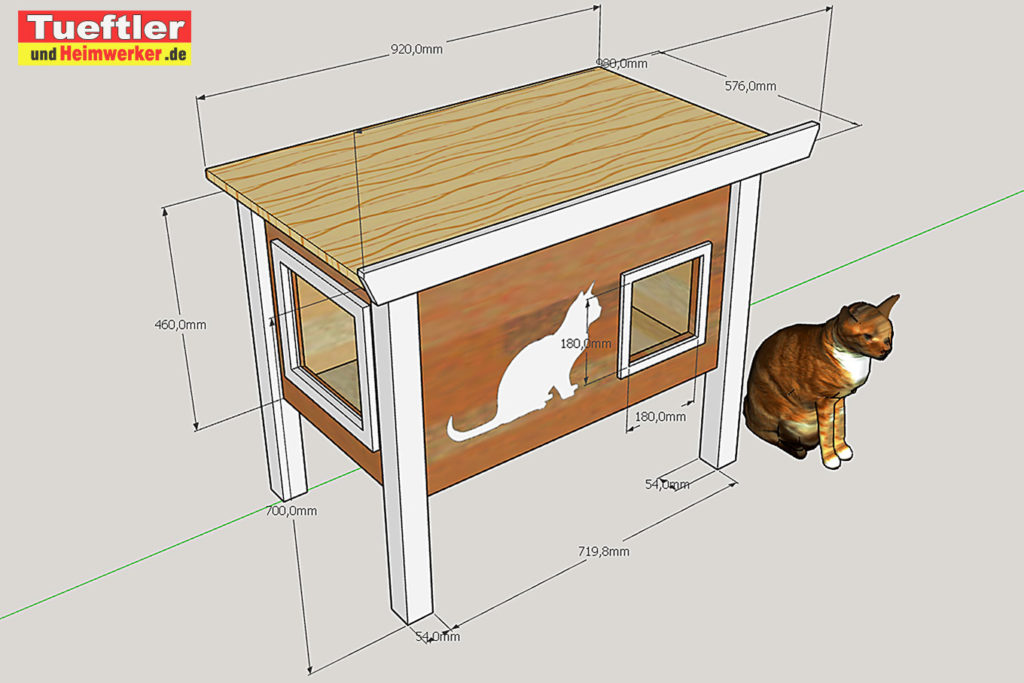 Katzenhaus-DIY-Projekt-Sketchup-Skizze