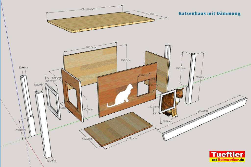 Katzenhaus-DIY-Projekt-Sketchup-Skizze-Zerlegt