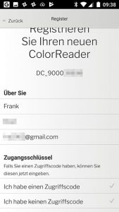 ColorReader-App-Verbinden-Registrieren