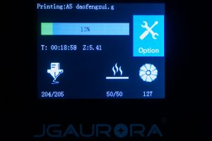 JGAURORA-A5-3D-Drucker-Test-Display-Fortschritt