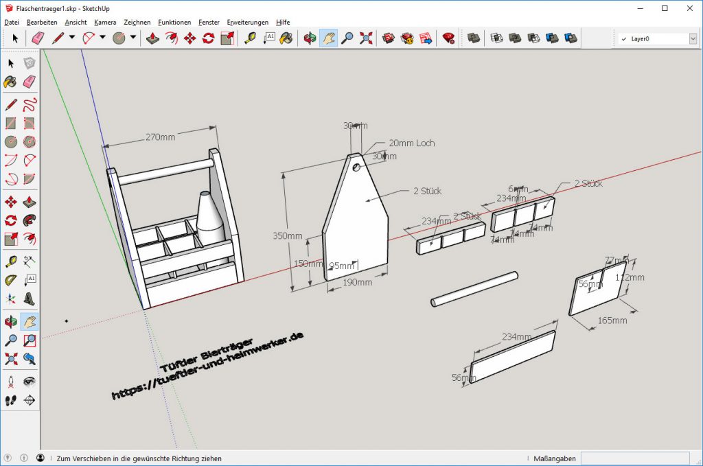 Bierträger im 3D-Programmm Sketchup 