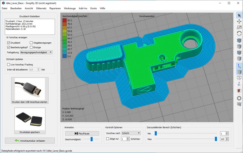 Artillery-Sidewinder-X1-Idler-arm-Reparieren-Simplify3d