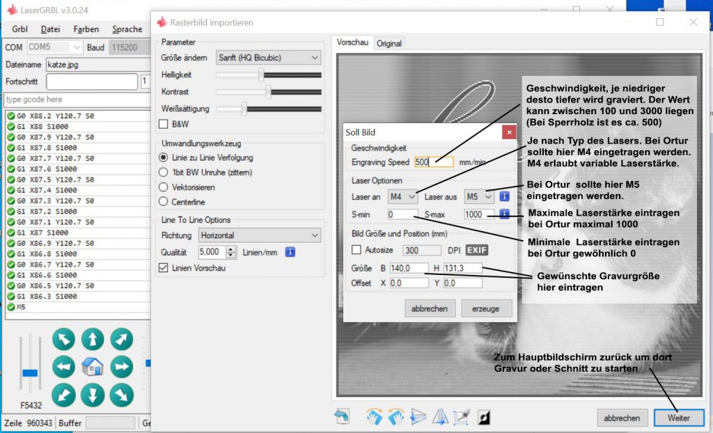 Ortur-Laser-Master-Test-LaserGRBL-Gravureinstellungen