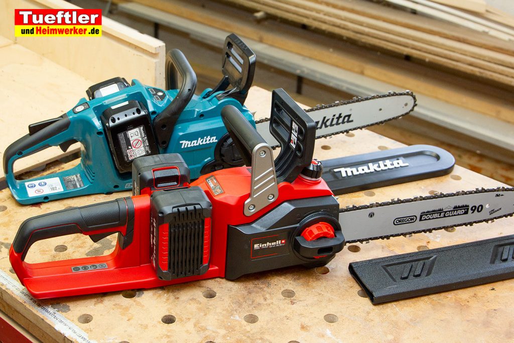 Einhell Akku kettensäge Ge lc 36/35 Test Einhell-GE-LC-36-35-LI-Test-Makita-DUC353PT2-DUC353Z-Vergleich