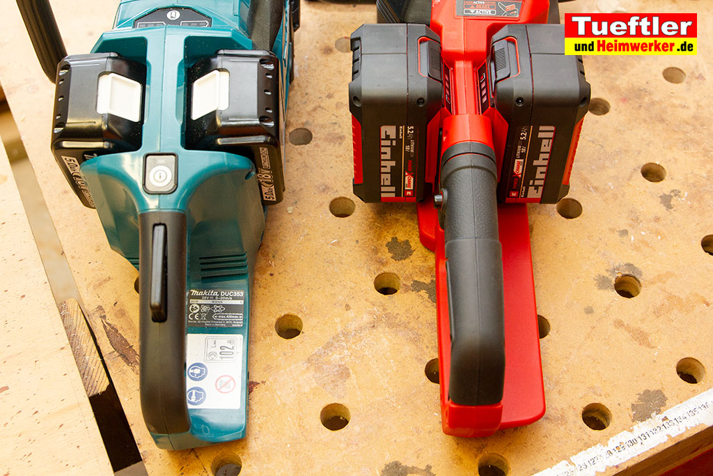 Einhell Akku kettensäge Ge lc 36/35 Test Einhell-GE-LC-36-35-LI-Test-Makita-DUC353PT2-DUC353Z-Vergleich-3