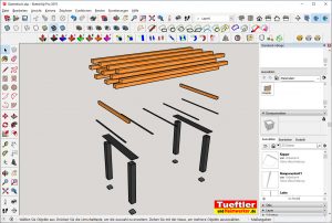 Gartentisch-bauen-DIY-Projekt-Sketchup-Einzelteile