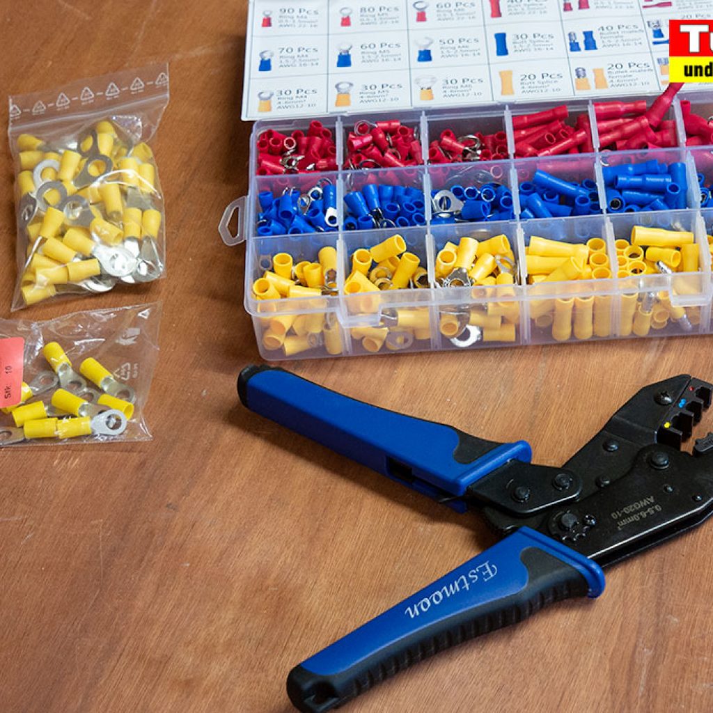 150-tlg Crimpzange Ringkabelschuhe Set Messing Crimp Ringösen Ringzungen M3- M10