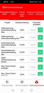 Daly BMS Einstellungen Parameter für BMS