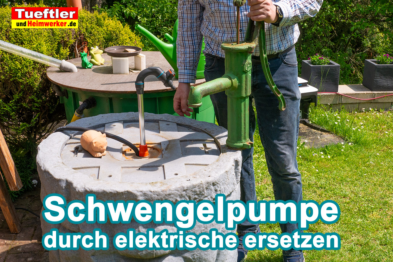 Schwengelpumpe Gartenpumpe Handschwengelpumpe Wasserpumpe Brunnenpumpe  Handpumpe Nostalgie Grün