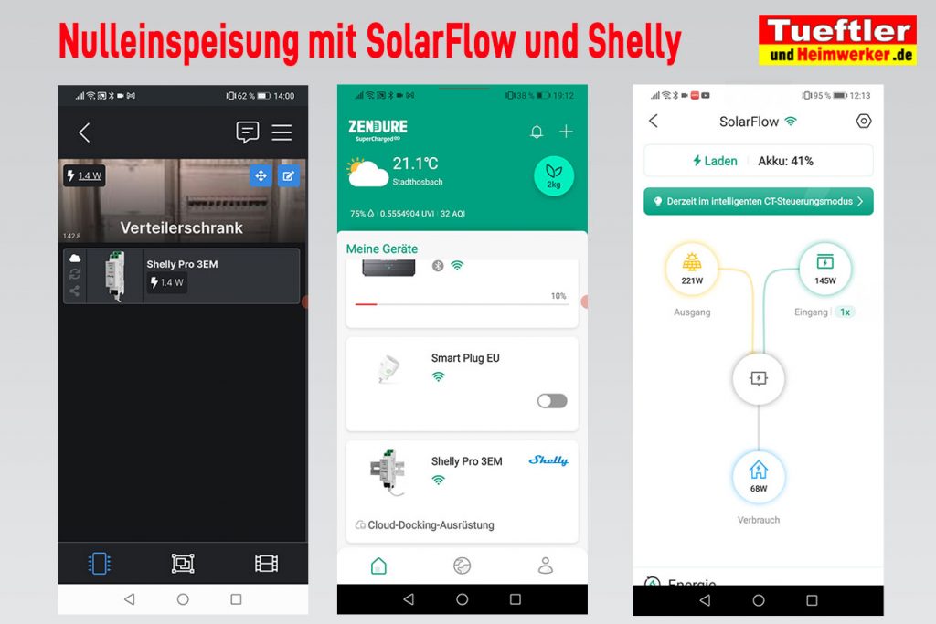 Shelly Pro 3Em am-Zendure SolarFlow - automatische Nulleinspeisung ganz einfach