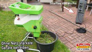 SolarFlow 4000 Mix Pro versorgt extrem starke Geräte wie Gartenhäcksler oder Elektromäher usw.