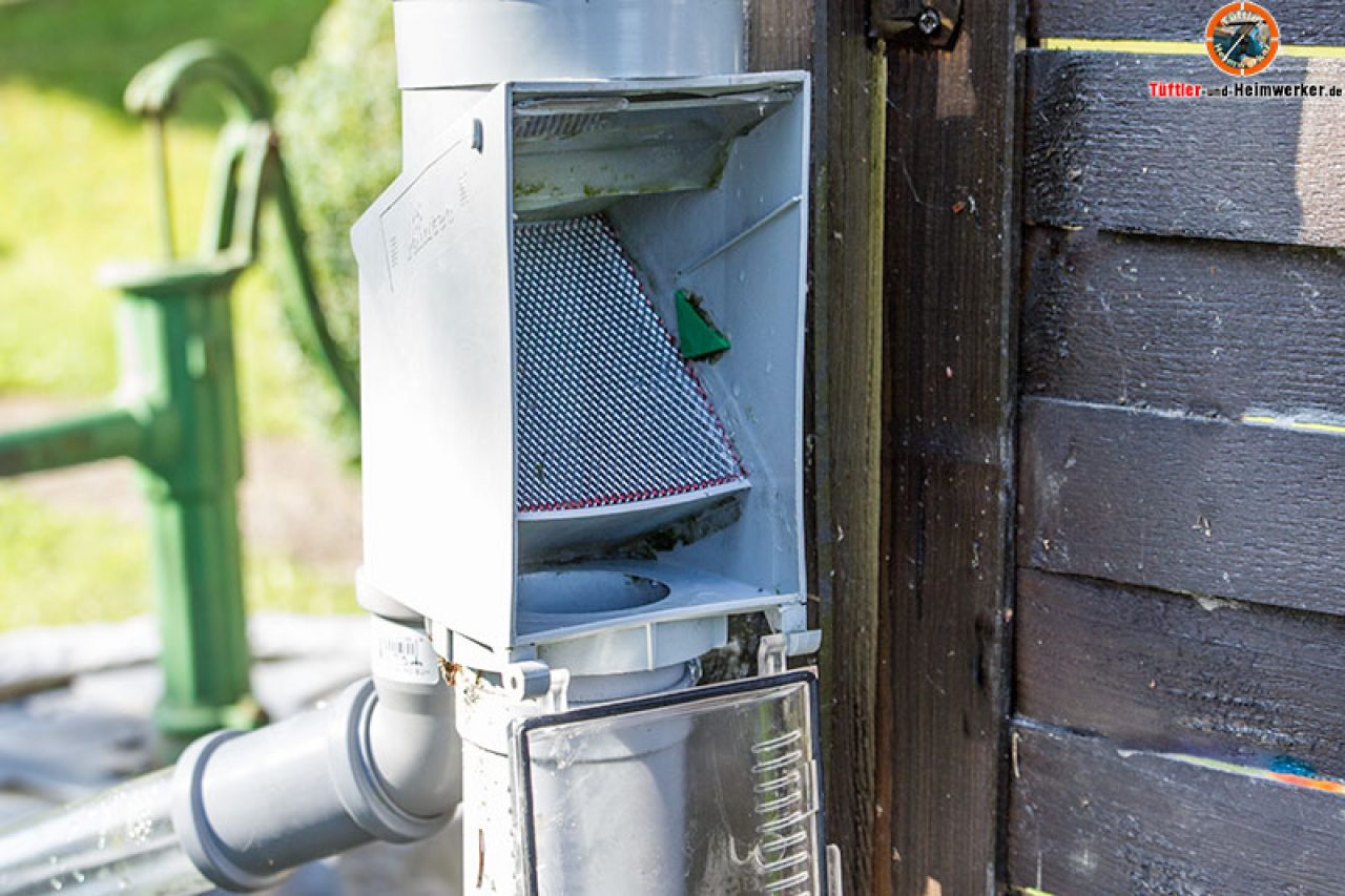 Fallrohrfilter für Regenwassernutzung im Garten