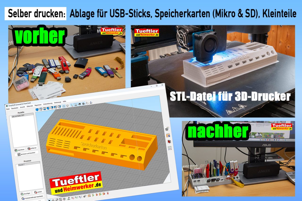USB-Drucker-3D-Modell-USB-Stick-Speicherkarten-Ablage Projekt